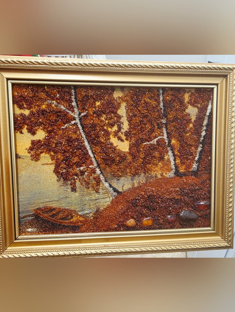 Vintage Handmade Baltic amber wall art, 9.5x7